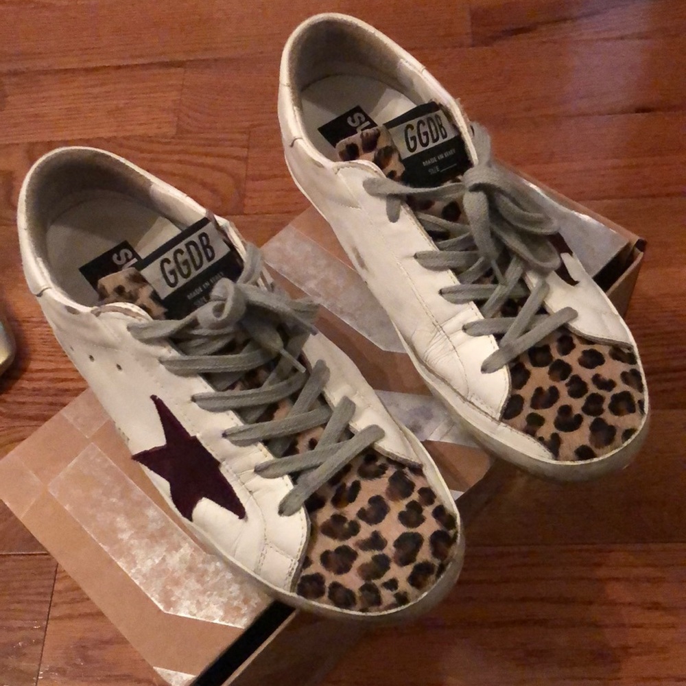 Golden goose superstar leopard sneakers